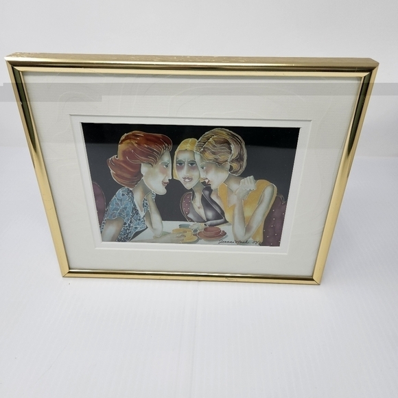Jeanne Nash Signed Numbered Print Sharing Secrets Women Chat Over Coffee Framed - Picture 4 of 10